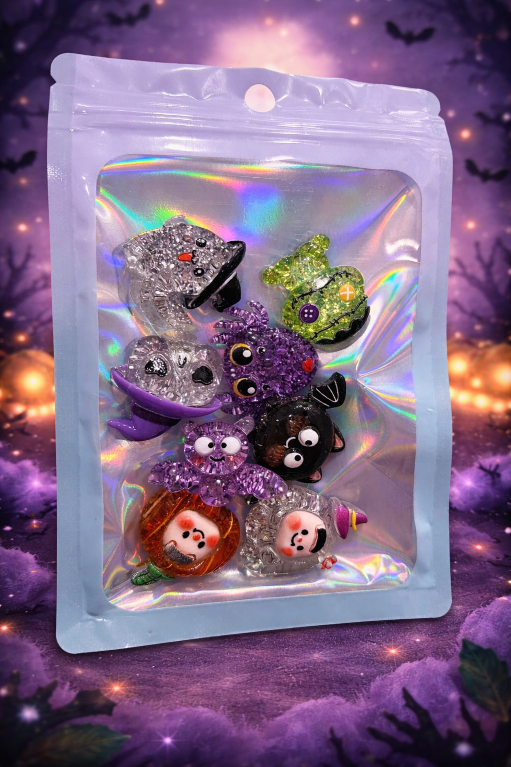 Set of 8 Halloween Cabochons Spooky Town