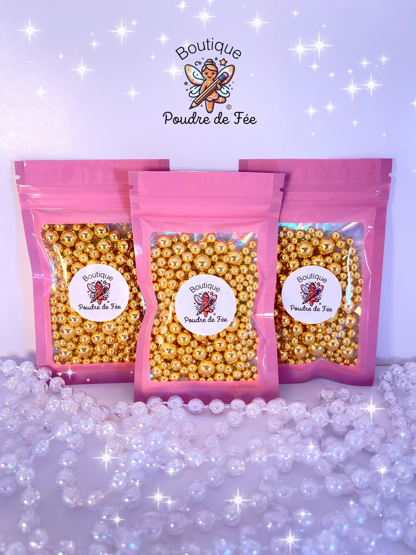 Gold Faux Pearls Beads Mixed Sizes