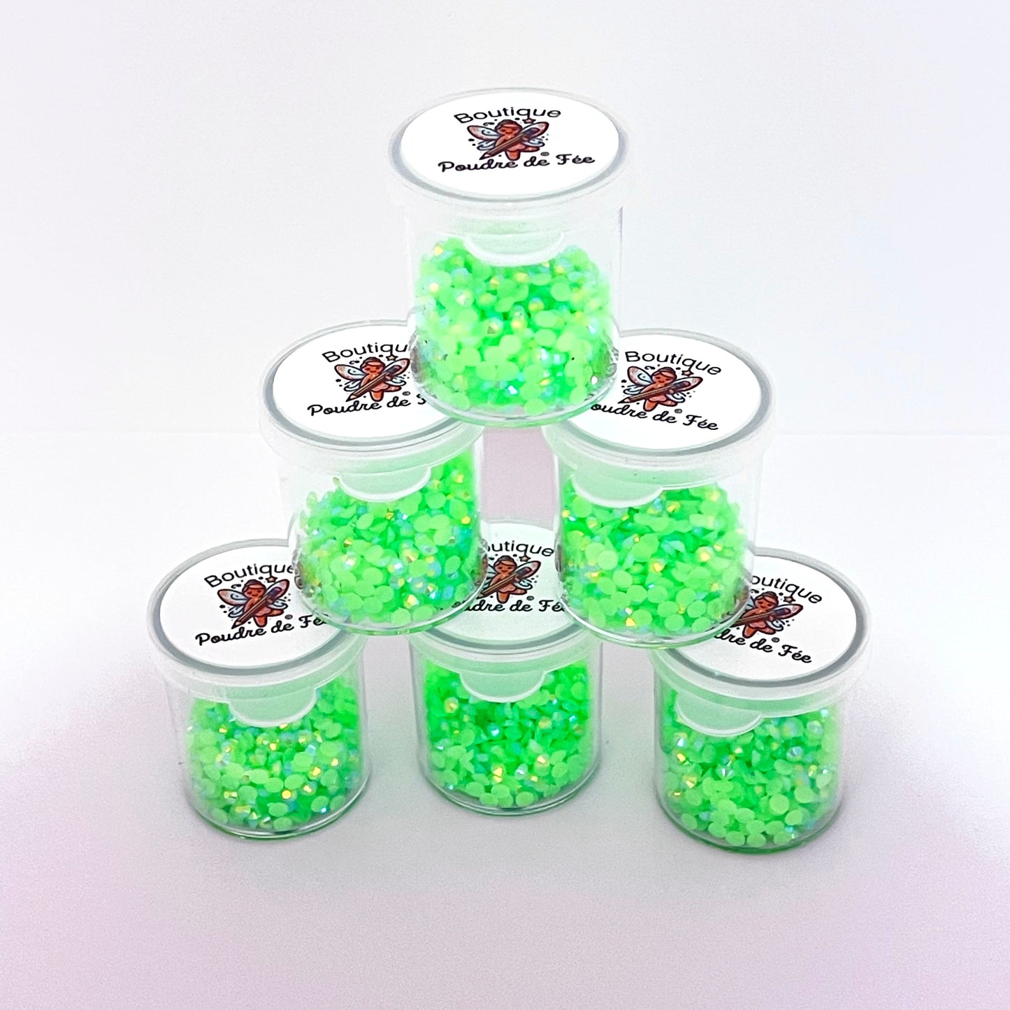 Light Green 3mm Jelly Rhinestones Iridescent about 10g