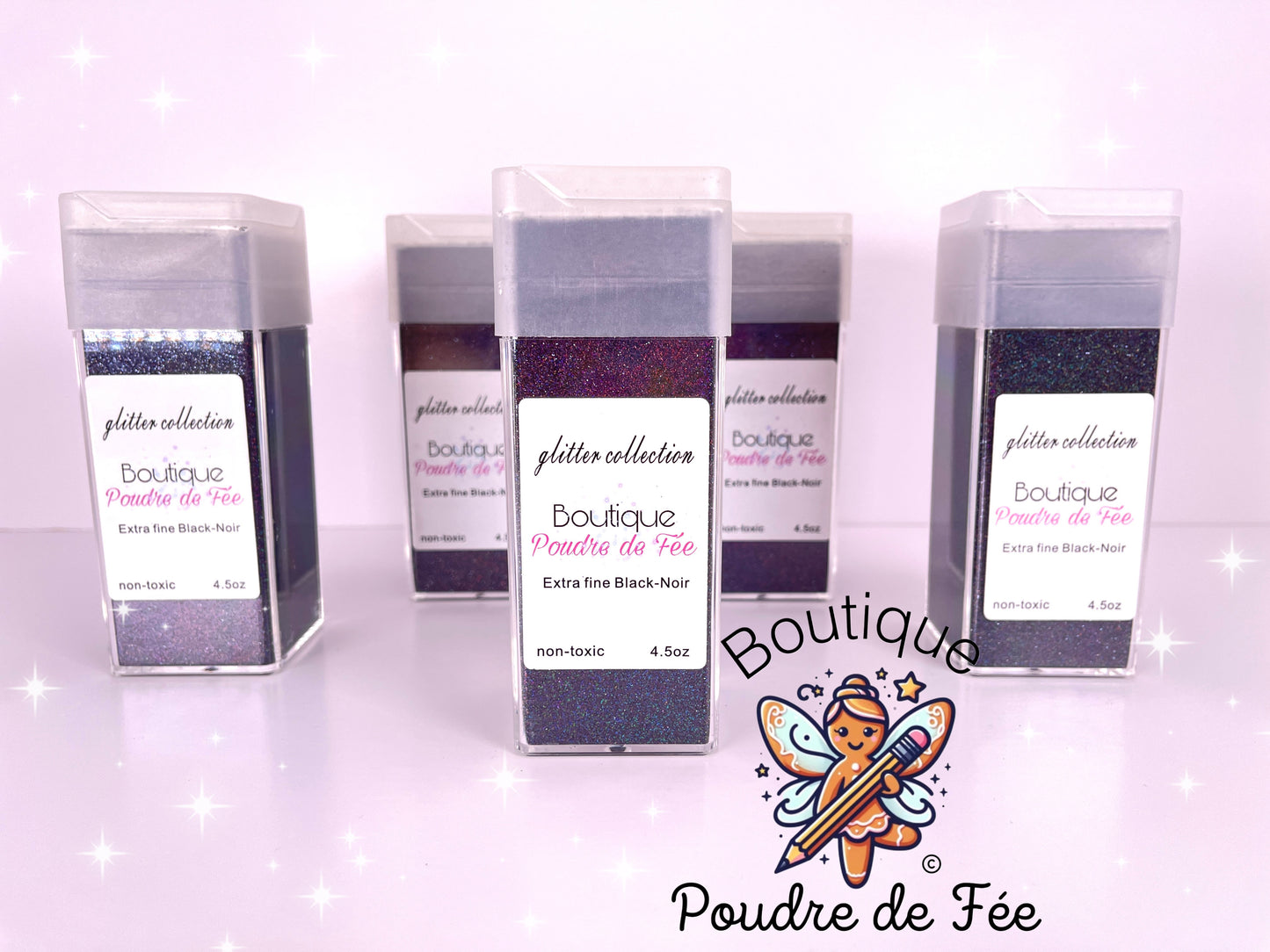 Black Holographic Extra Fine Glitter 4.5oz Bottle