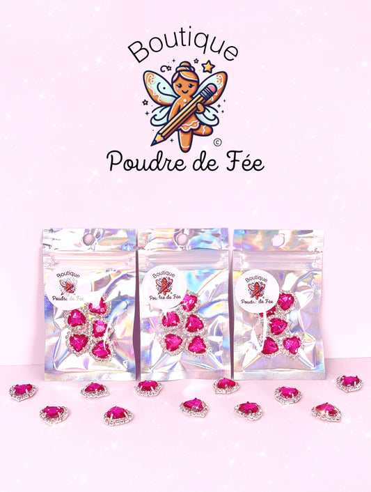 5pcs Pink Heart Rhinestones