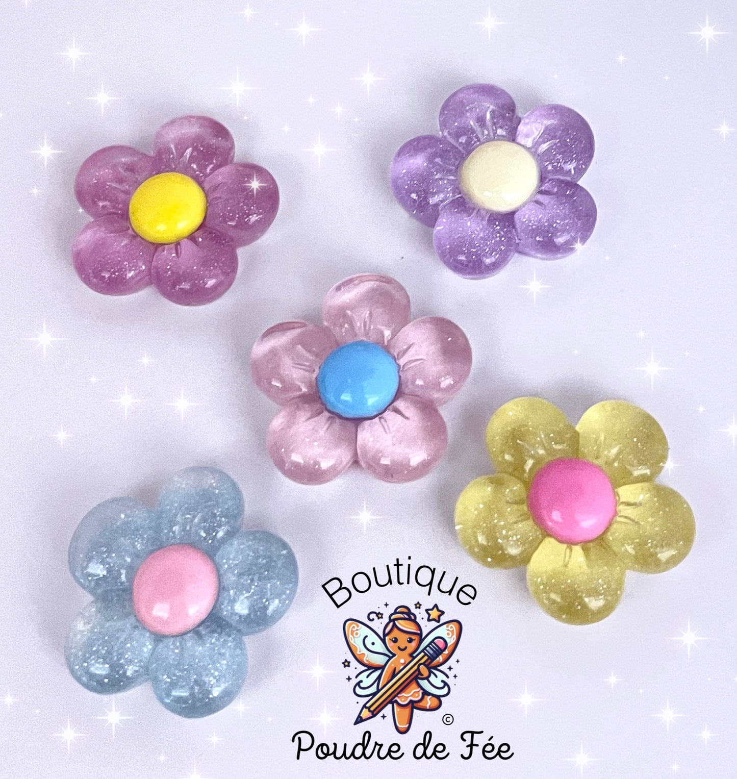 5pcs Flower Flatback Resin Cabochon