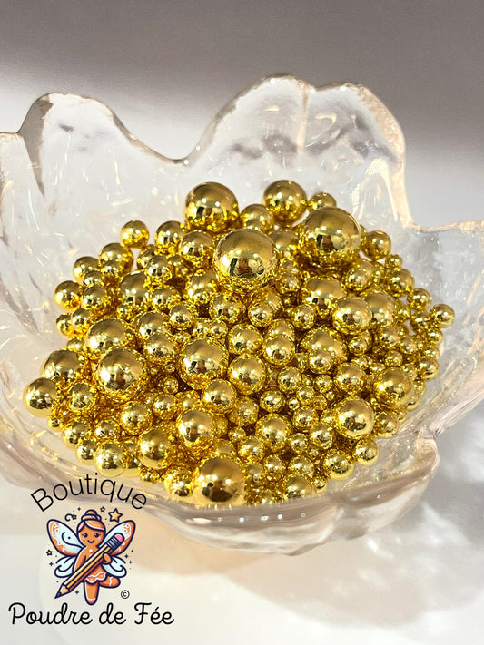 Gold Faux Pearls Beads Mixed Sizes