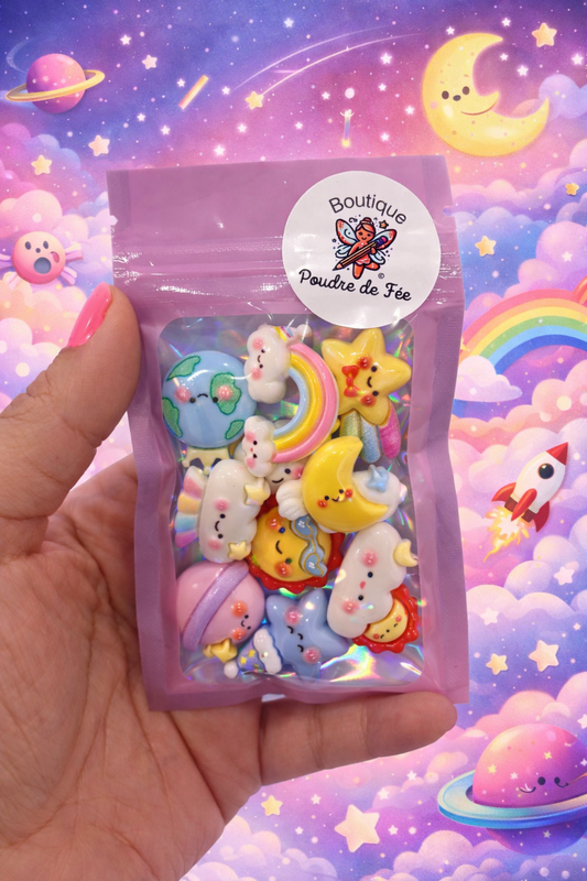 10pcs Cosmic Glossy Cabochons Flatback