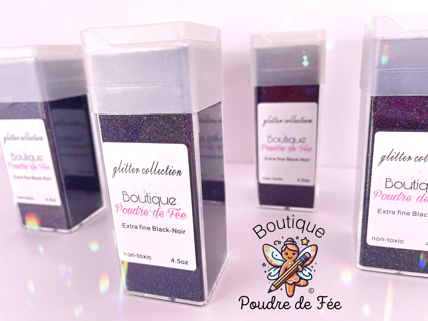 Black Holographic Extra Fine Glitter 4.5oz Bottle