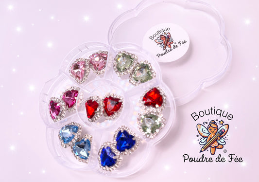 14 pcs Mix Colours Heart Rhinestones